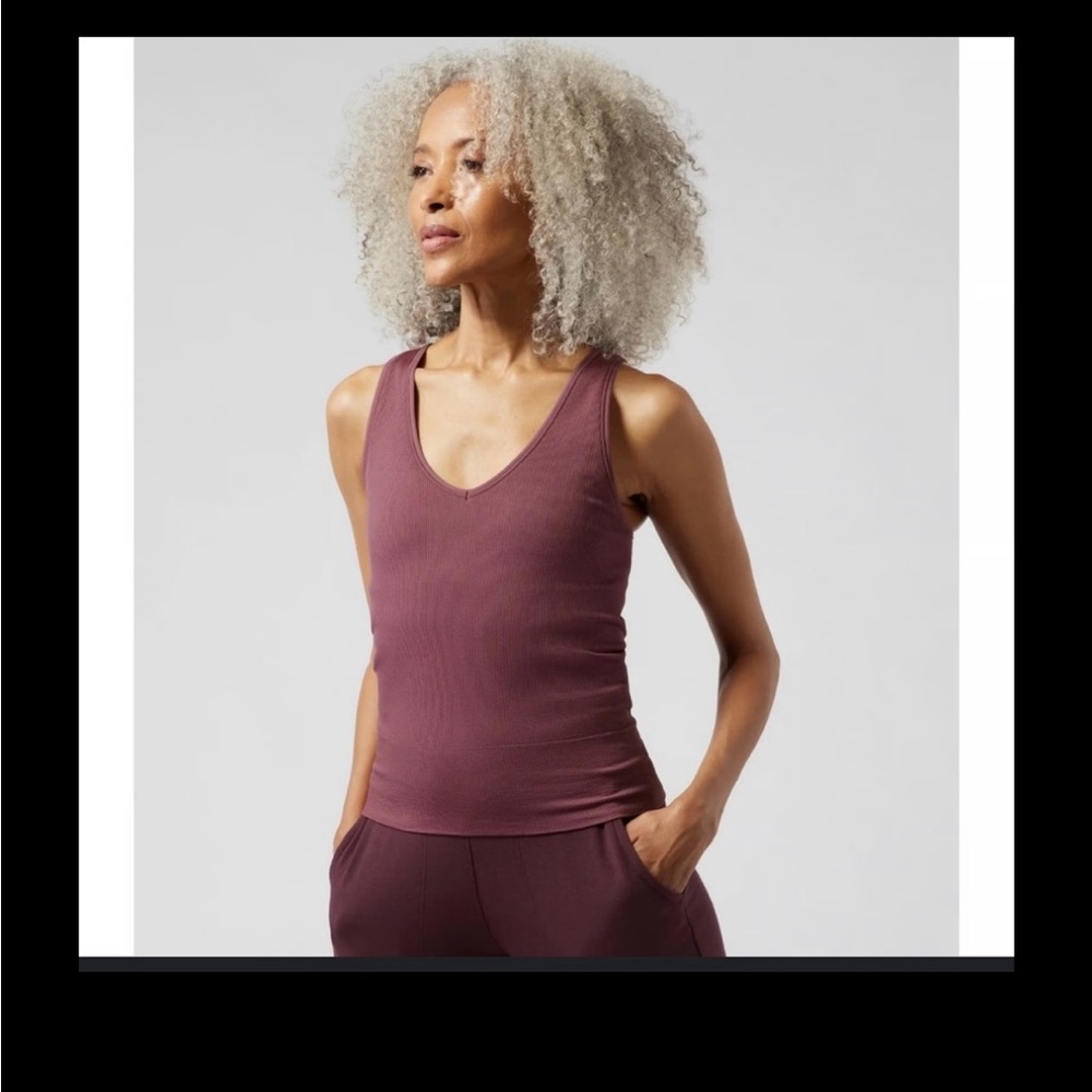 Athleta Aurora V-Neck Ribbed Tank Top medium black - Picture 4 of 4